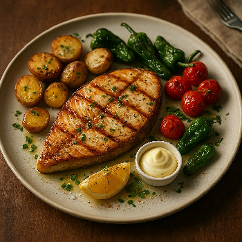 Pez espada con guarnición